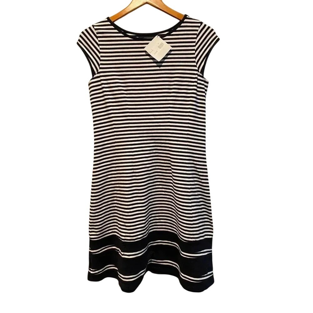 Duffield Lane Women's Hailey Dress NAVY/WHITE Striped Nautical Cotton/Spandex XS